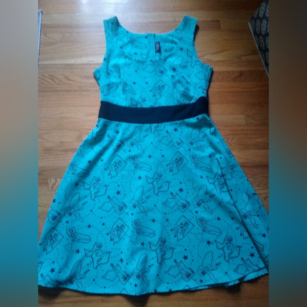 Pin-up swing style dress. Teal and black, great condition. 50's Inspired